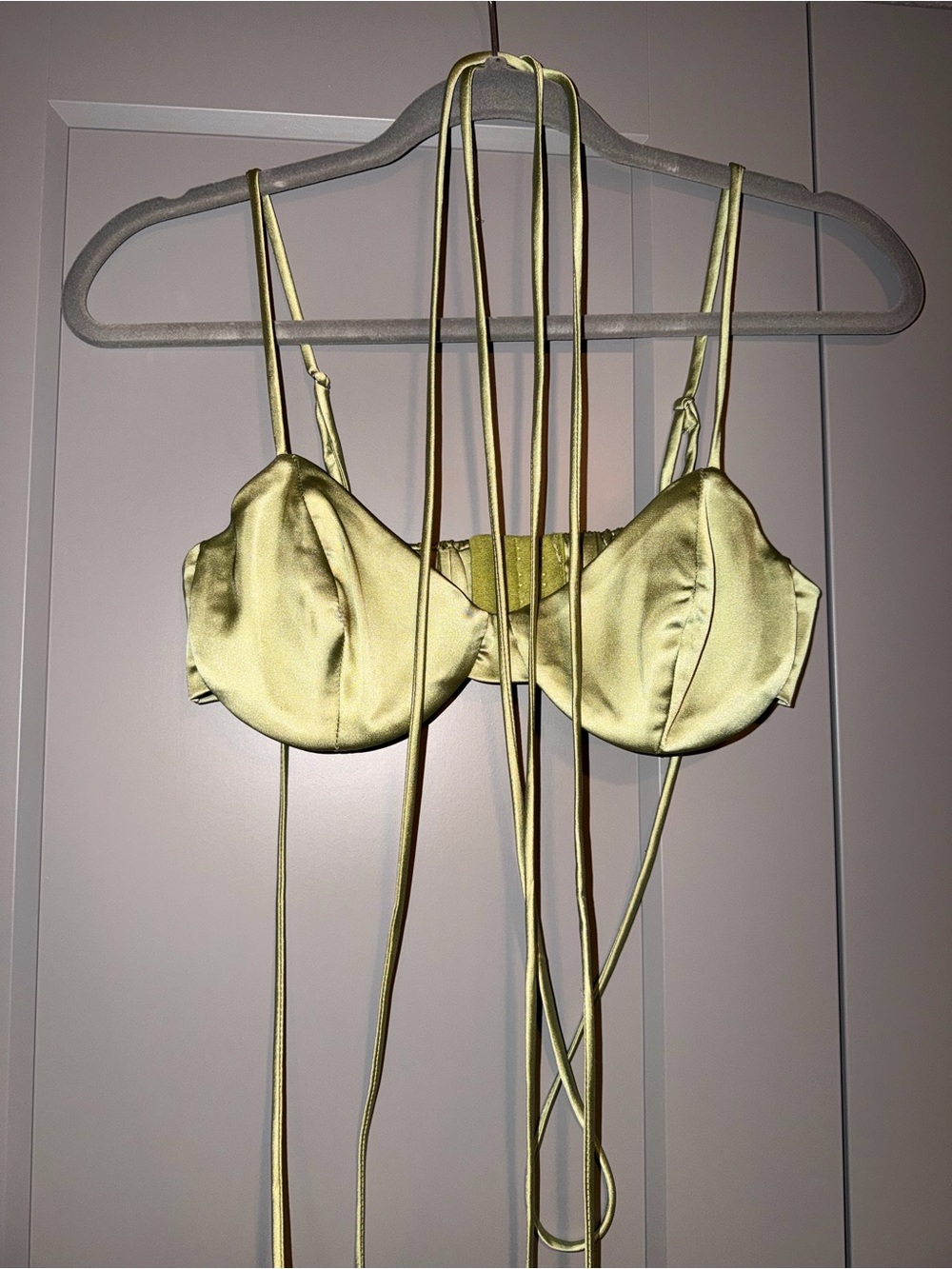 superdown Satin Underwire Bralette in Light Lime
